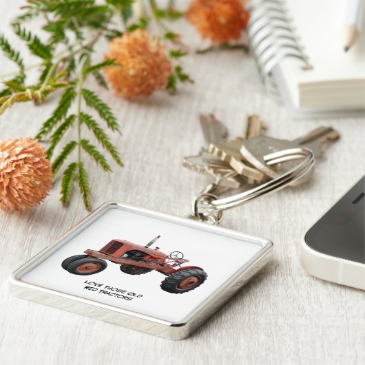 古い赤いトラクターの素朴鍵鎖が好き キーホルダー (側面)