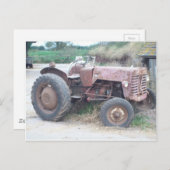 古い赤いトラクター ポストカード (正面/裏面)
