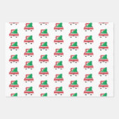 古い赤いトラックと雪 ラッピングペーパーシート (正面2)