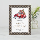 古い赤いトラックの木は喜びクリスマスカード シーズンカード (スタンド正面)