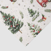 古い赤いトラックを持つクリスマスツリー 薄葉紙 (詳細)
