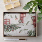 古い赤いトラックを持つクリスマスツリー 薄葉紙 (ギフト)