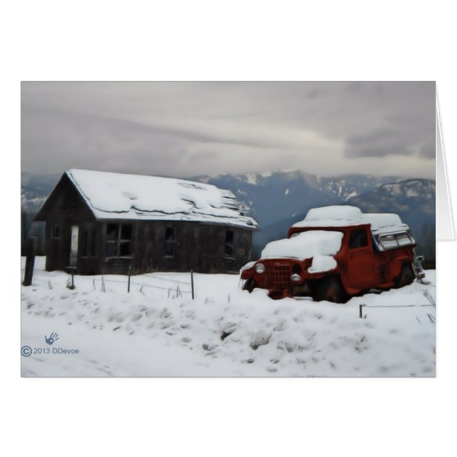 古い赤いトラック (正面横)