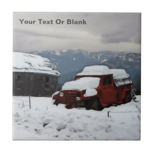 古い赤いトラック タイル (正面)