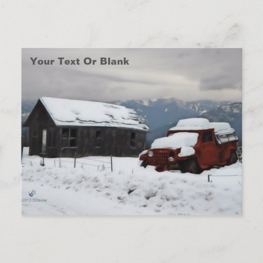 古い赤いトラック ポストカード (正面)