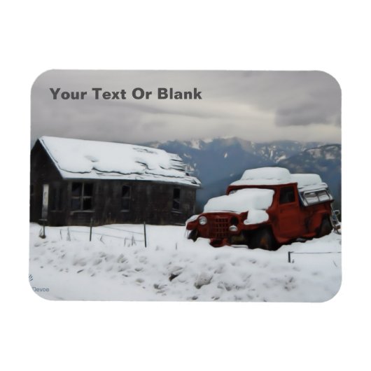 古い赤いトラック マグネット (横)