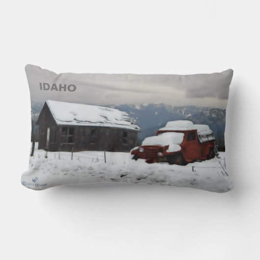 古い赤いトラック ランバークッション (正面)