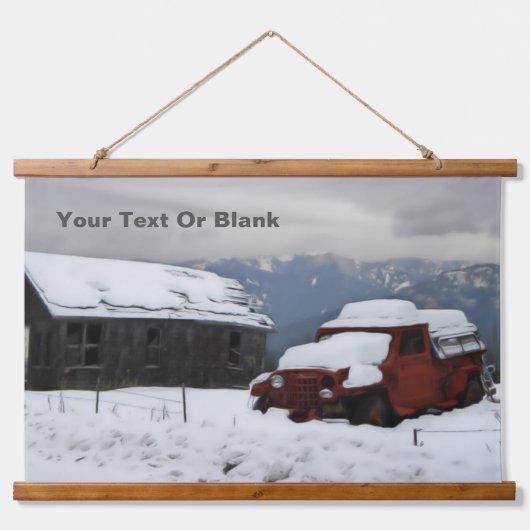 古い赤いトラック 吊り下げ型タペストリー (正面)