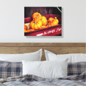 古い赤いワゴンの秋カボチャ キャンバスプリント (インサイチュ (寝室))