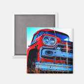 古い赤トラック マグネット (正面/裏面)