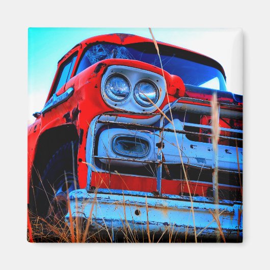 古い赤トラック マグネット (正面)