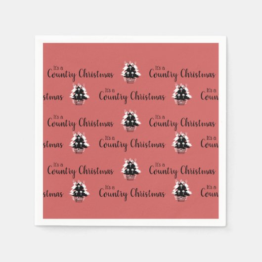 古い赤ファッションドいクリスマスツリー スタンダードカクテルナプキン (正面)