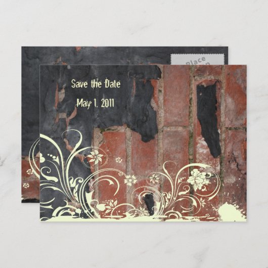 古い赤レンガ日付を保存 案内ポストカード (正面/裏面)