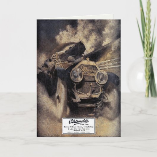 古い車でのヴィンテージの挨拶 カード (正面)