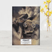 古い車でのヴィンテージの挨拶 カード (黄色い花)