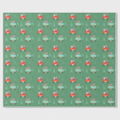 古い車に乗ったクリスマスベア ラッピングペーパー (フラット)