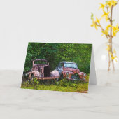 古い車のバースデー・カード カード (黄色い花)