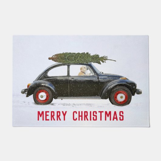 古い車のフォーマットでゴールデンレトリバー ドアマット (正面)