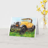 古い車の愛好家の誕生日カード カード (黄色い花)