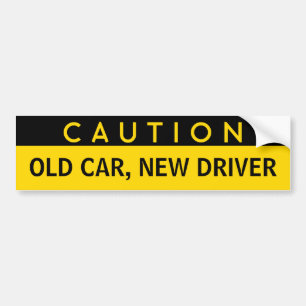 古い車、新しいドライバーのバンパおもしろいーシール バンパーステッカー