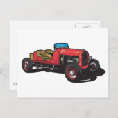 古い車(赤) ポストカード (正面/裏面)