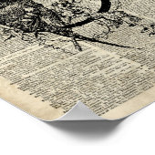 古い辞書ページ上の黒いカラスの鳥のステンシル ポスター (角)