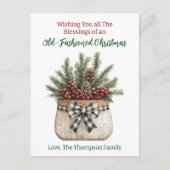 古い農家ファッションドクリスマスカラーリングページ ポストカード (正面)