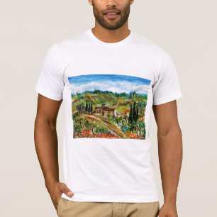 古い農家、トスカーナの風景のオリーブの木 Tシャツ