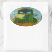 古い遺棄されたヴィンテージトラックアート 楕円形シール (バッグ)