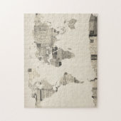 古い郵便はがきからの世界地図の地図 ジグソーパズル (縦)