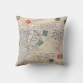 古い郵便はがきのコラージュのクッション クッション (裏面)