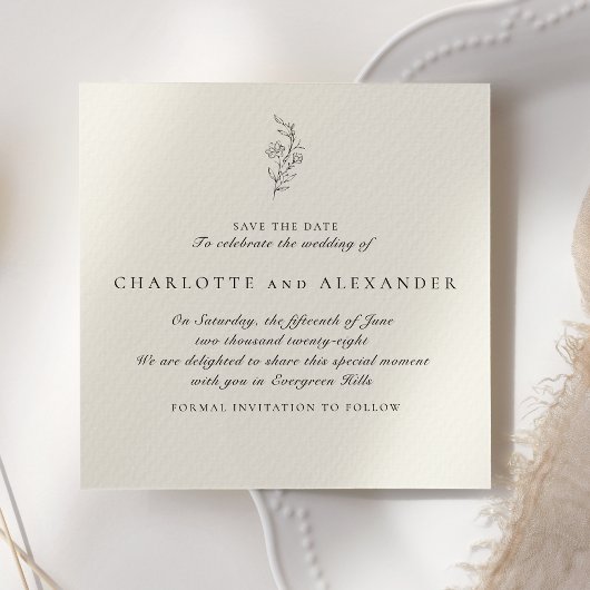 古い金の美的な結婚式の日付を保存 招待状