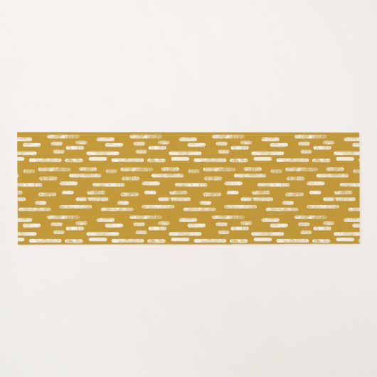 古い金ゴールドと白の丸い線のパターン ヨガマット (裏面(横))