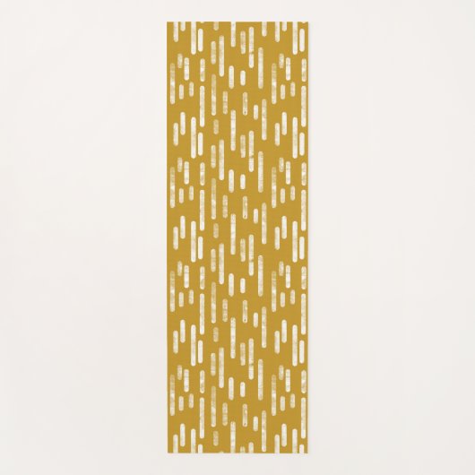 古い金ゴールドと白の丸い線のパターン ヨガマット (正面)