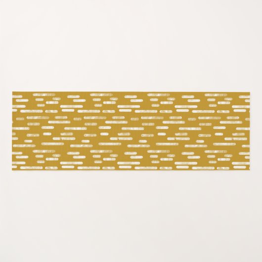 古い金ゴールドと白の丸い線のパターン ヨガマット (正面(横))