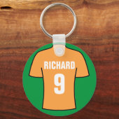 古い金ゴールドのサッカーシャツデザイン。 keychain キーホルダー (正面)