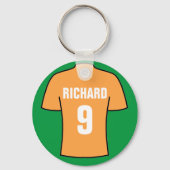 古い金ゴールドのサッカーシャツデザイン。 keychain キーホルダー (裏面)