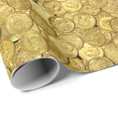 古い金ゴールドコイン ラッピングペーパー (ロールコーナー)