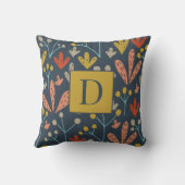 古い金ゴールド花柄モノグラムモダン クッション (裏面)