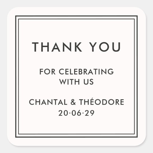 古い金 | Quiet luxury's Thank 結婚 You Sticker スクエアシール (正面)