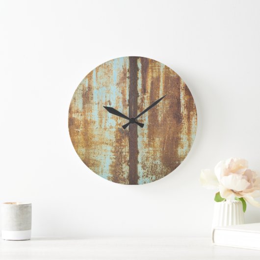 古い鉄さび：金属の背景 ラージ壁時計 (ホーム)