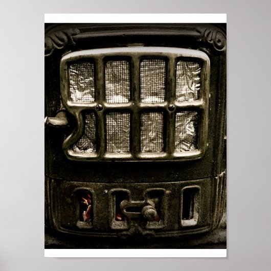 古い鉄パーラーストーブ前面 ポスター (正面)