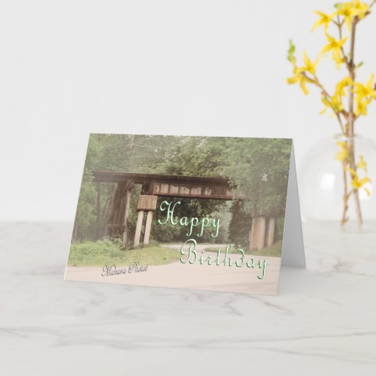 古い鉄道架台 カード (黄色い花)