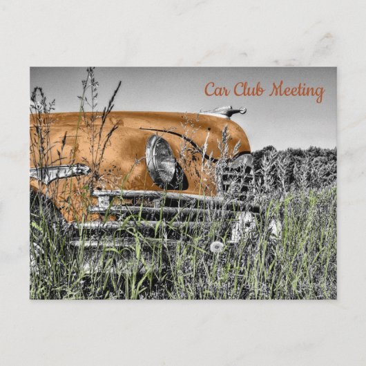 古い銅の車が野外はがきに捨てられる ポストカード (正面)