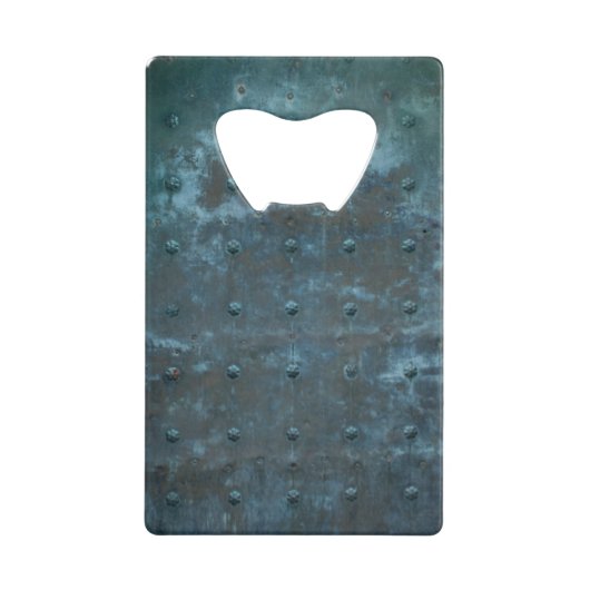 古い銅スペインのの汚れた金属扉 クレジットカード栓抜き (正面)