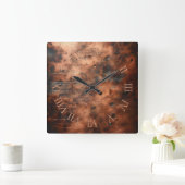 古い銅色 スクエア壁時計 (ホーム)