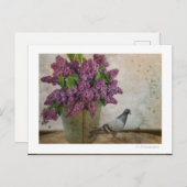 古い錆ついたバケツのライラック ポストカード (正面/裏面)