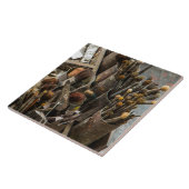 古い錆びたスズ缶のアーティストペイントブラシ タイル (側面)