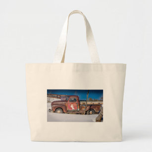 古い錆びたピックアップトラックコロラドロッキー山脈 ラージトートバッグ