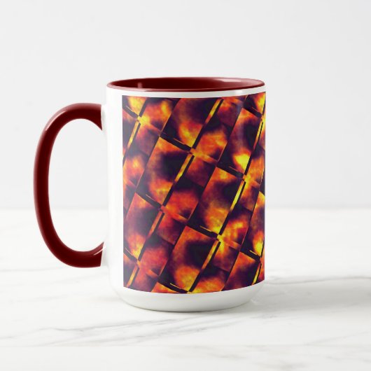 古い錆びたプレートを火と火の色で マグカップ (左)